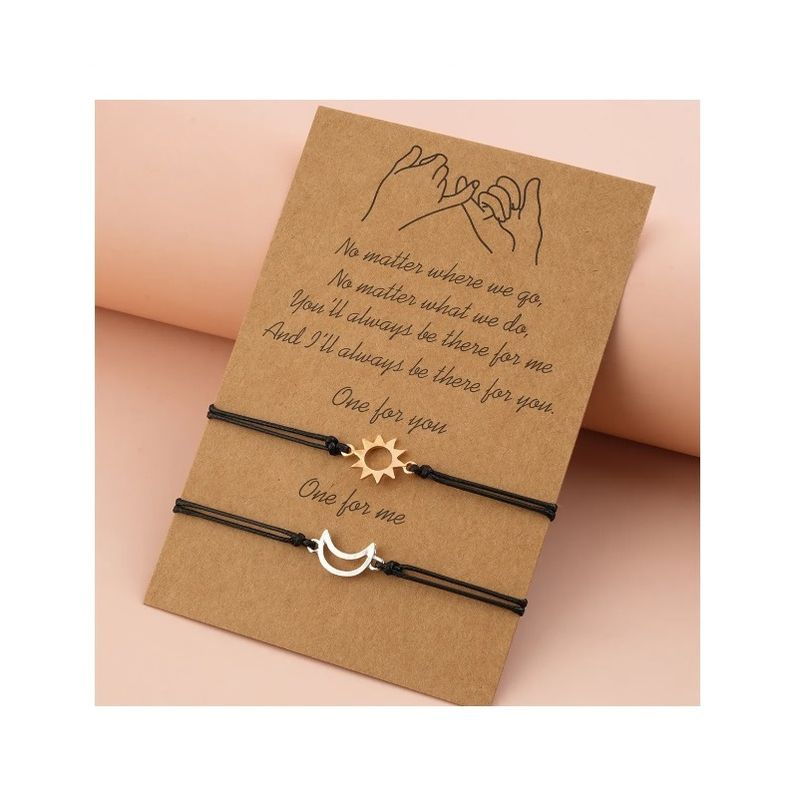 GENERICO - Set x 2 pulseras sol y luna para parejas o mejores amigos