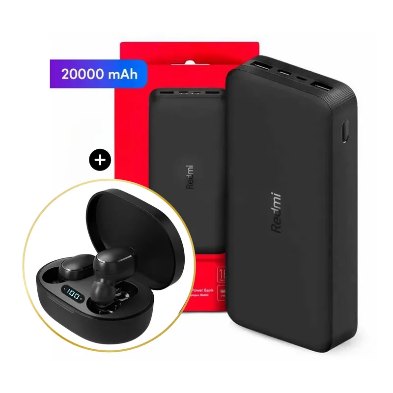 XIAOMI - Powerbank Xiaomi 20000mAh 18W + Audifonos Inalambricos TWS