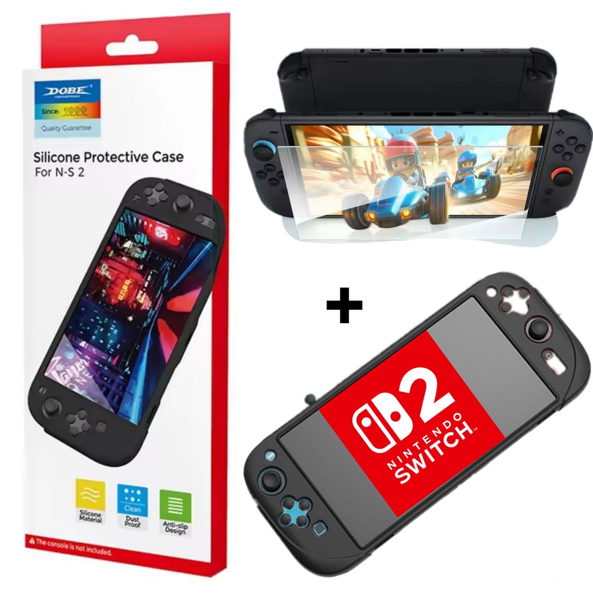 DOVE - Kit Protector Nintendo Switch 2 – Funda Silicona + Vidrio Templado