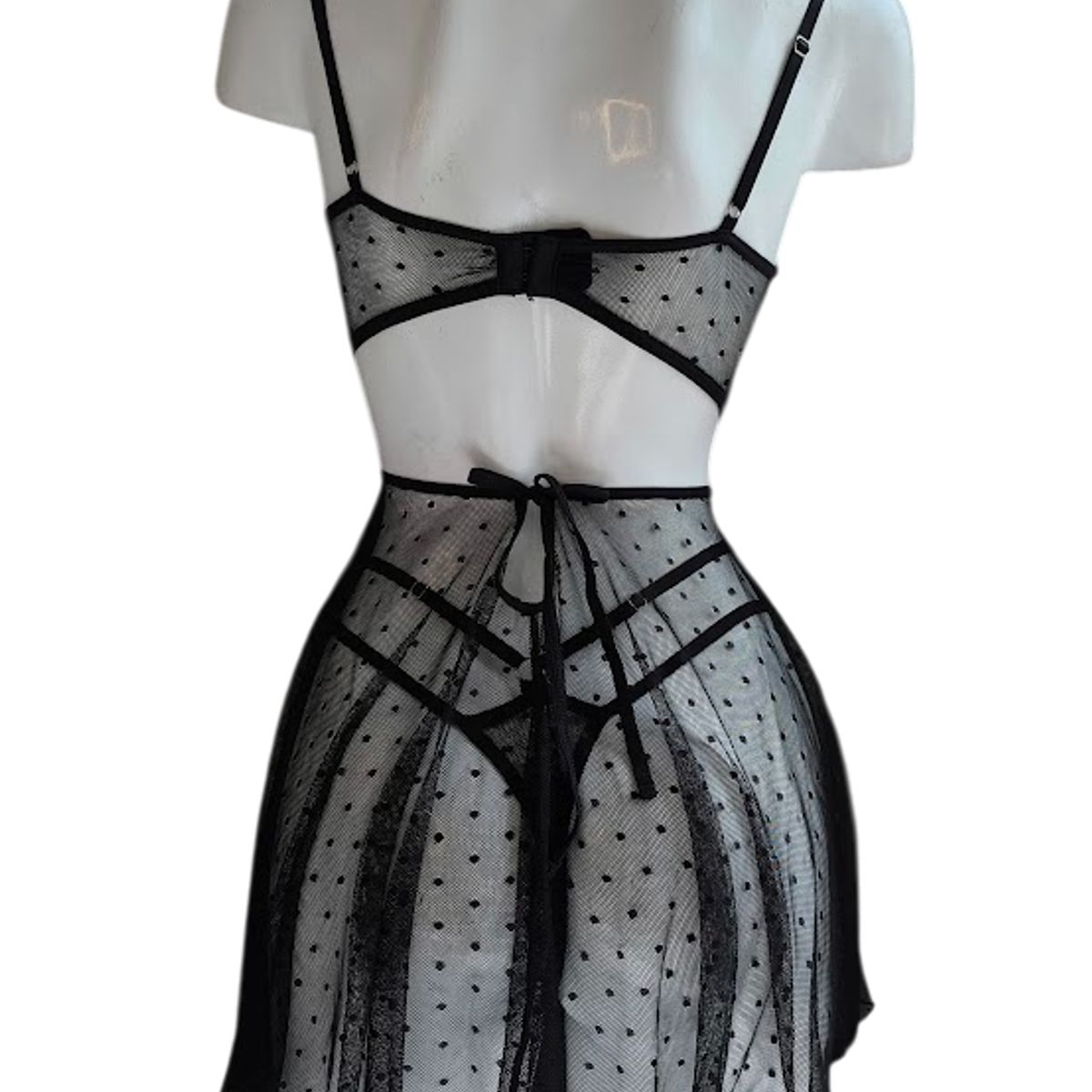 GENERICO - BABYDOLL DE ENCAJE LENCERÍA SEXY CON MEDIAS