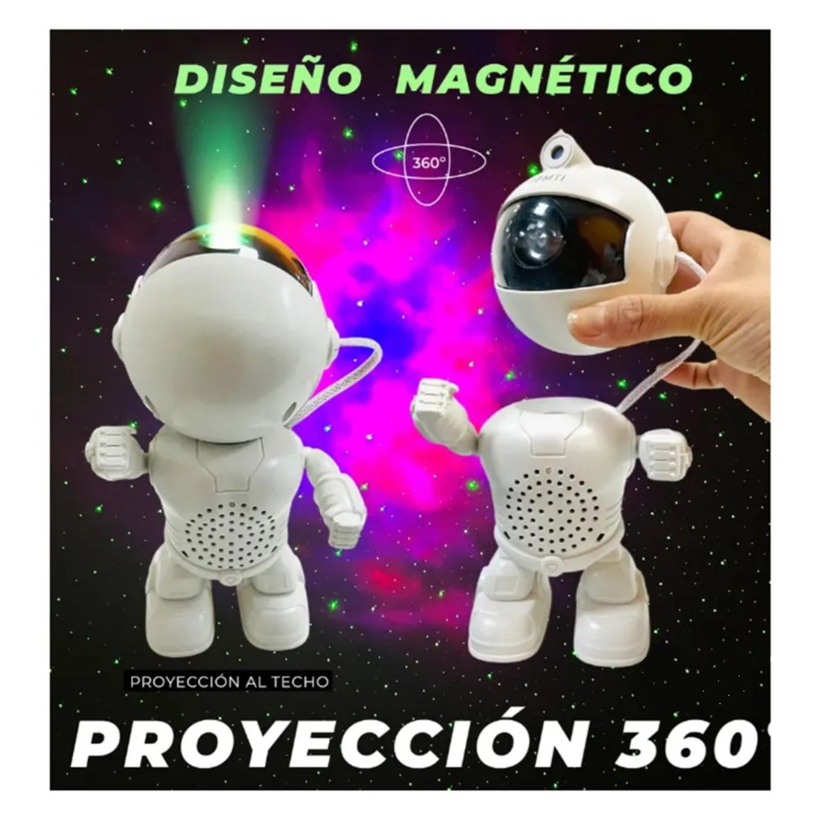 GENERICO - Parlante Musical Proyector Astronauta Bluetooth Luces Led RGB+Control