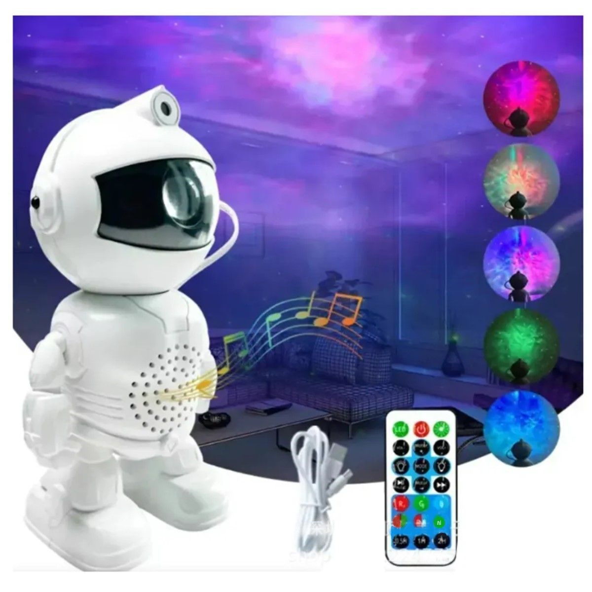 GENERICO - Parlante Musical Proyector Astronauta Bluetooth Luces Led RGB+Control