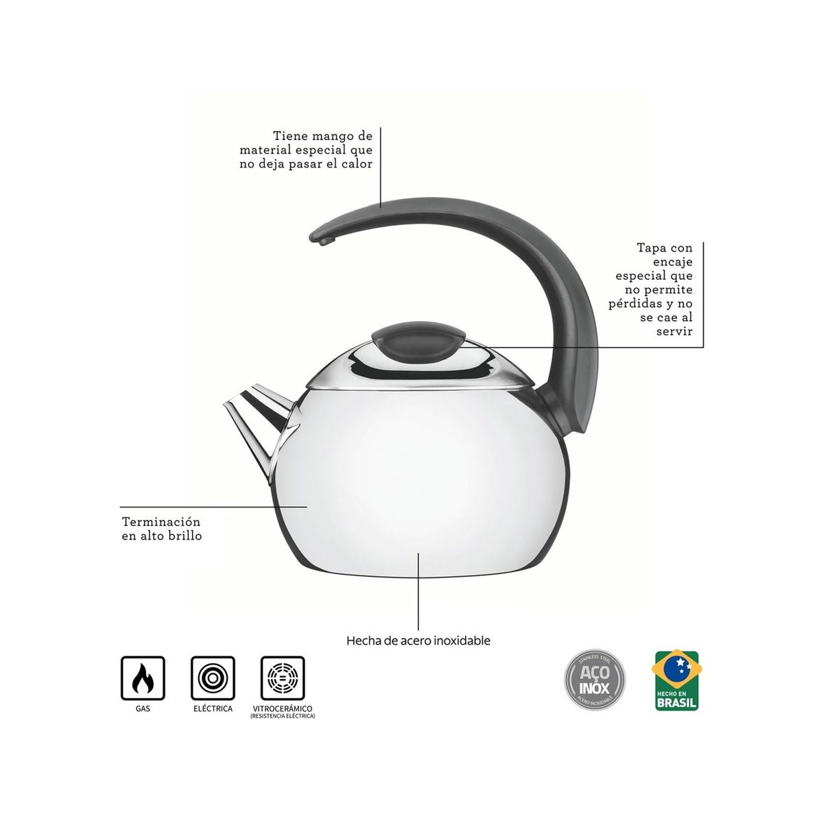 TRAMONTINA - Tetera TRAMONTINA Acero. Inox cap. 2.2 L