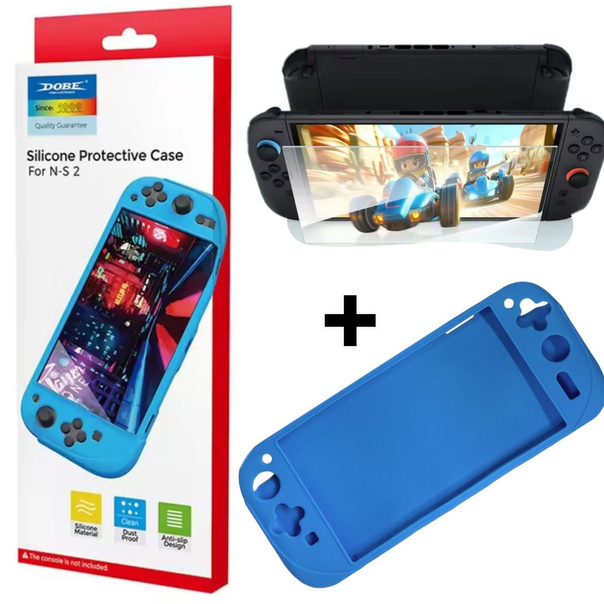 DOVE - Kit Protector Nintendo Switch 2 – Funda Silicona + Vidrio Templado