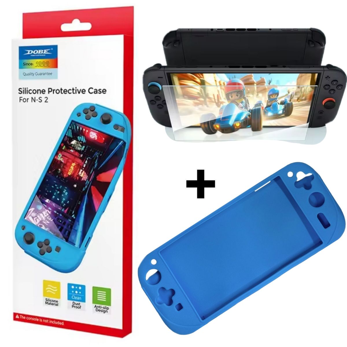 DOVE - Kit Protector Nintendo Switch 2 – Funda Silicona + Vidrio Templado