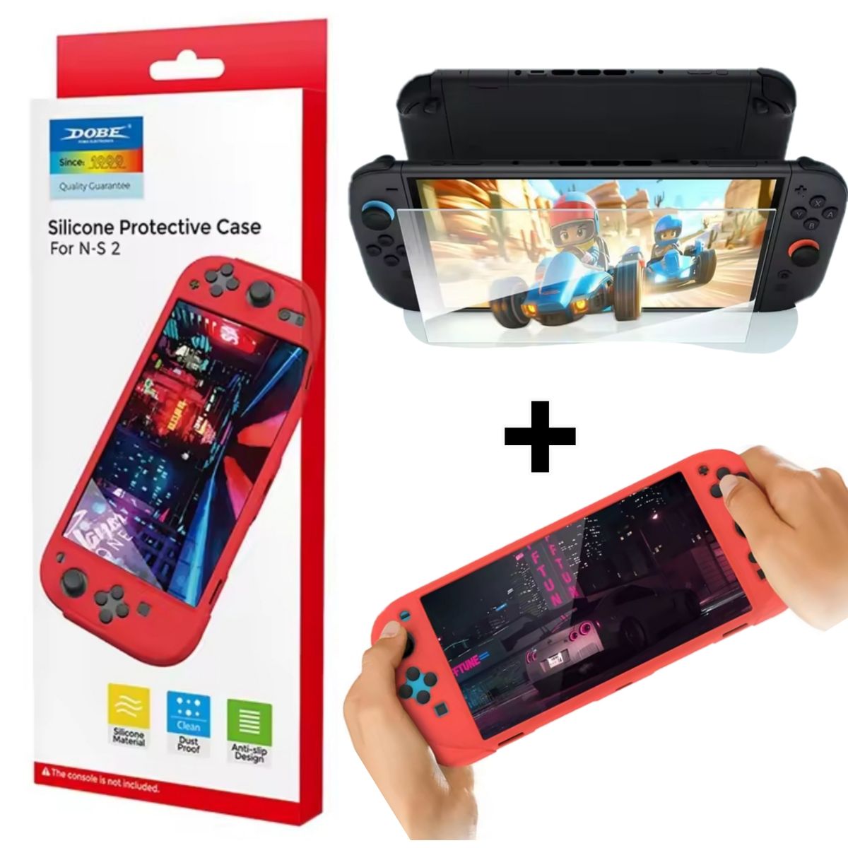DOVE - Kit Protector Nintendo Switch 2 – Funda Silicona + Vidrio Templado