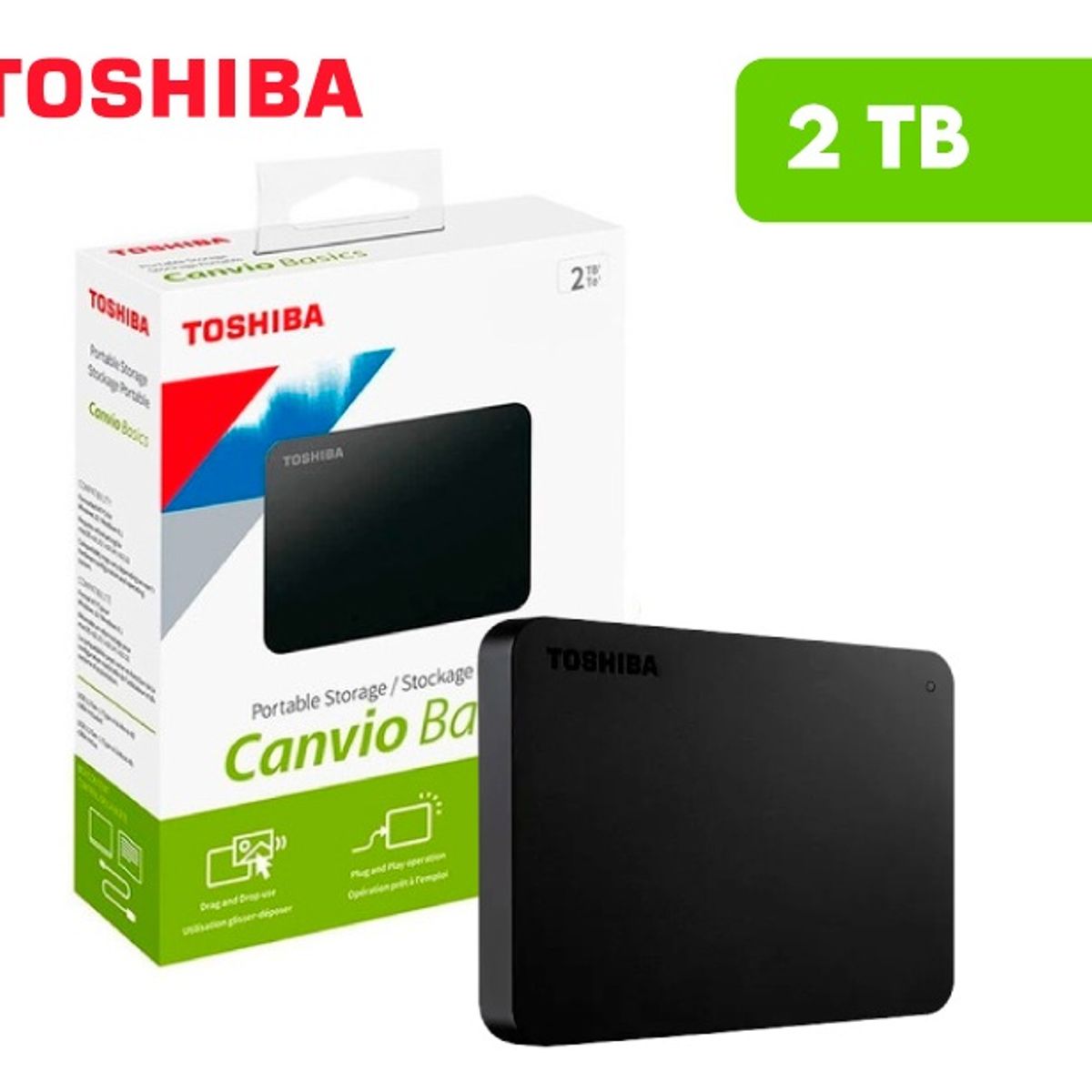 TOSHIBA - Disco duro externo Toshiba Canvio Basics 2TB, USB 2.5