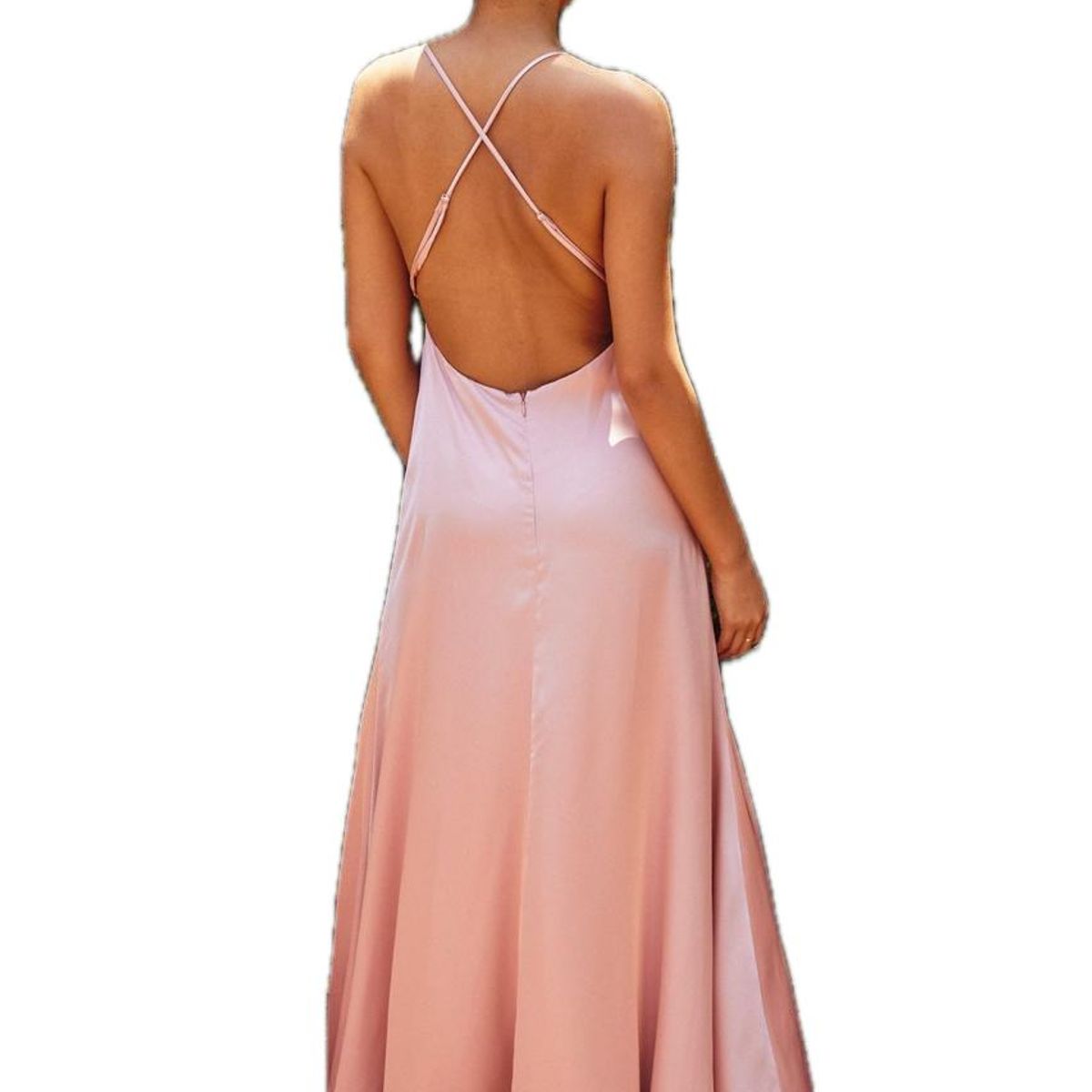 GENERICO - Vestido Largo Coral Elegante con Abertura