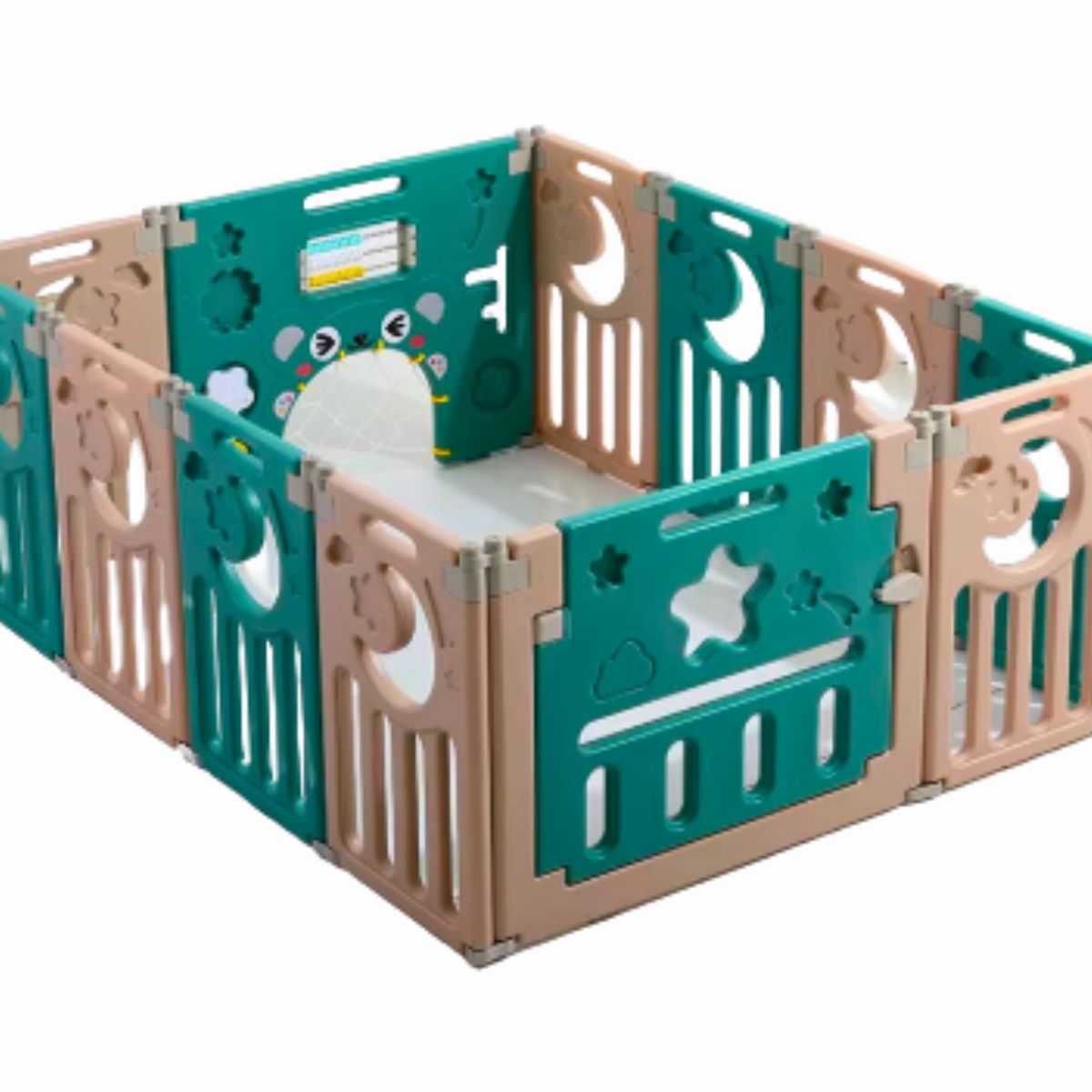 GENERICO - Corral plegable para bebes verde con marrón