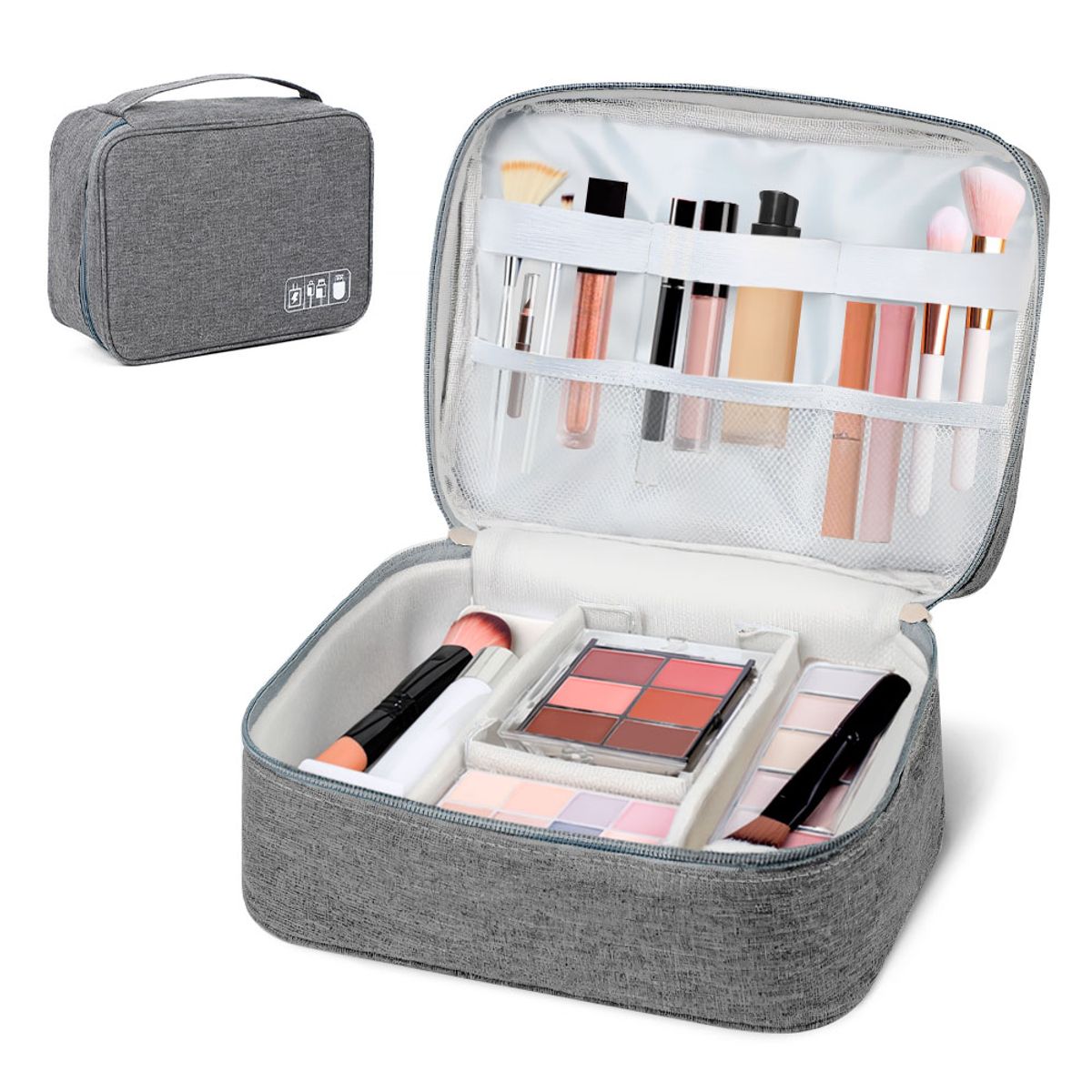 KELLER - Neceser de Maquillaje Cosméticos Portátil Plomo BW1