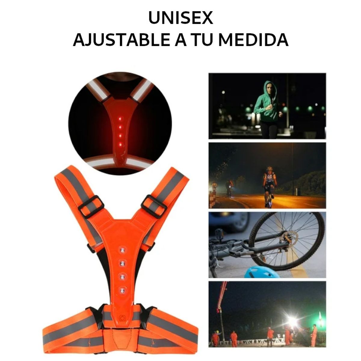 GENERICO - Chaleco Reflectivo Luces Led Seguridad Ciclista Moto+Bateria