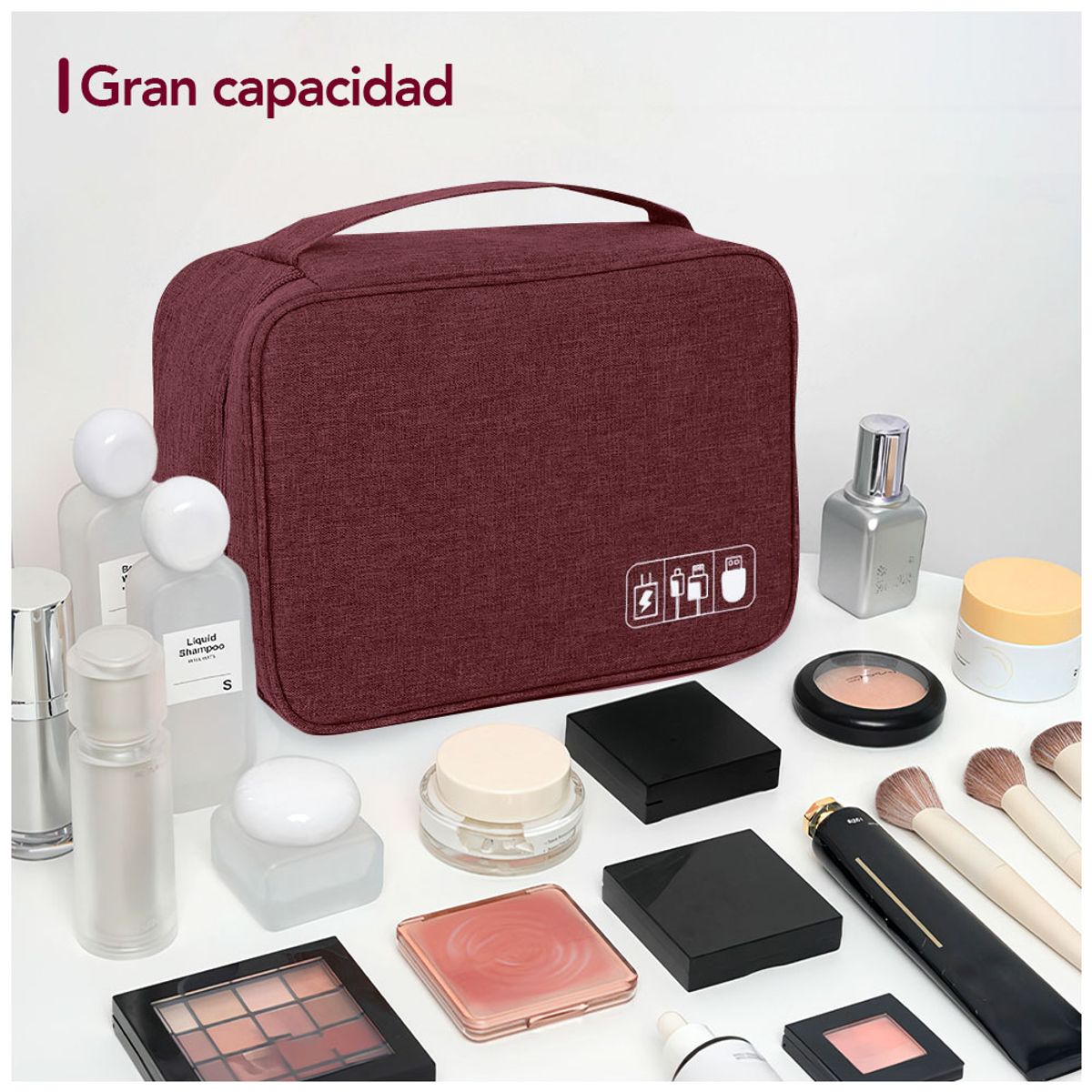 KELLER - Neceser de Maquillaje Cosméticos Portátil Guinda BW1