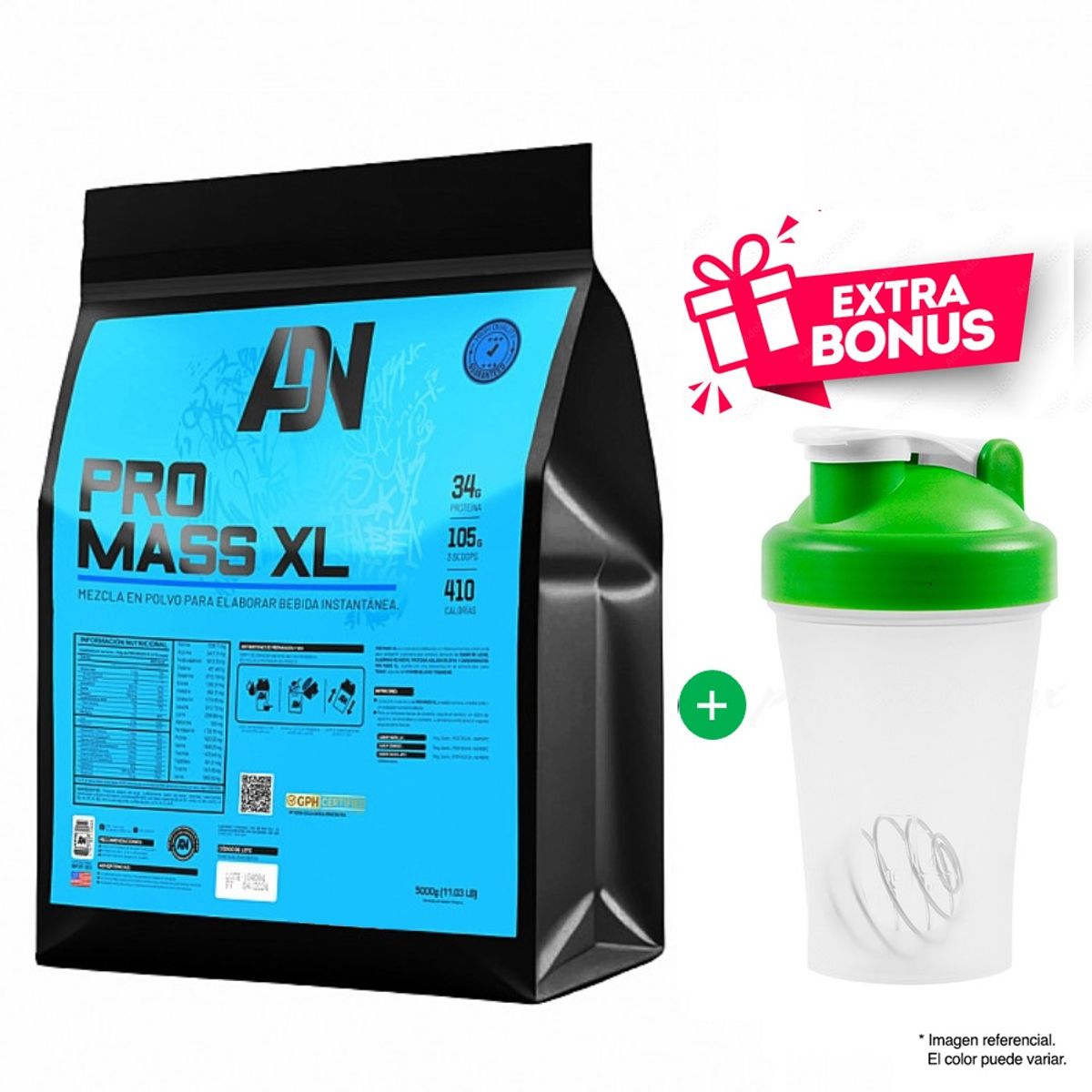 ADN - PROTEÍNA PRO MASS XL 3KG CHOCOLATE MÁS SHAKER