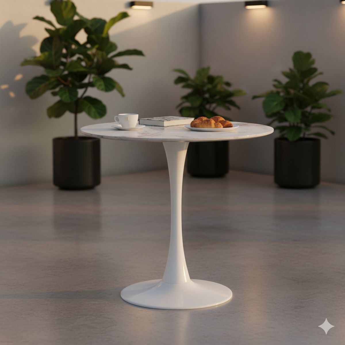 MIN CITY HOME - Mesa Tulipan en base blanca