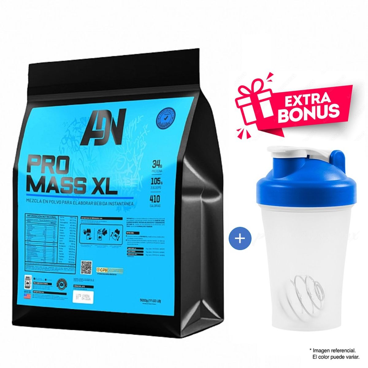 ADN - Proteína Adn Pro Mass XL 3kg Chocolate Shaker