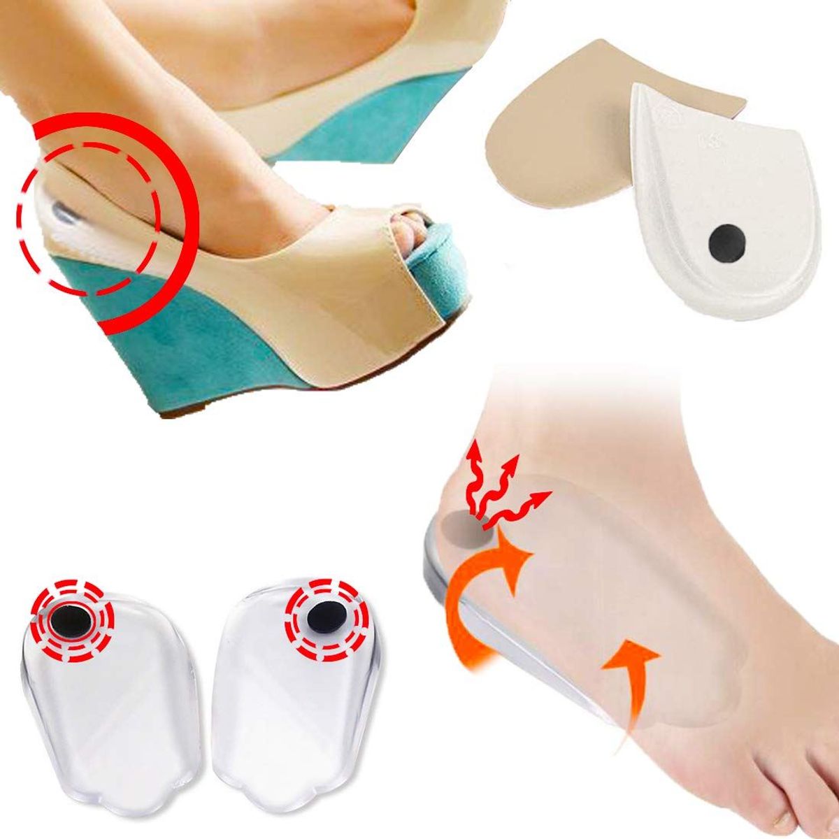 OEM - Soporte de Gel Ort0pédico para Fasc1tis Plantar y Piernas en X y O