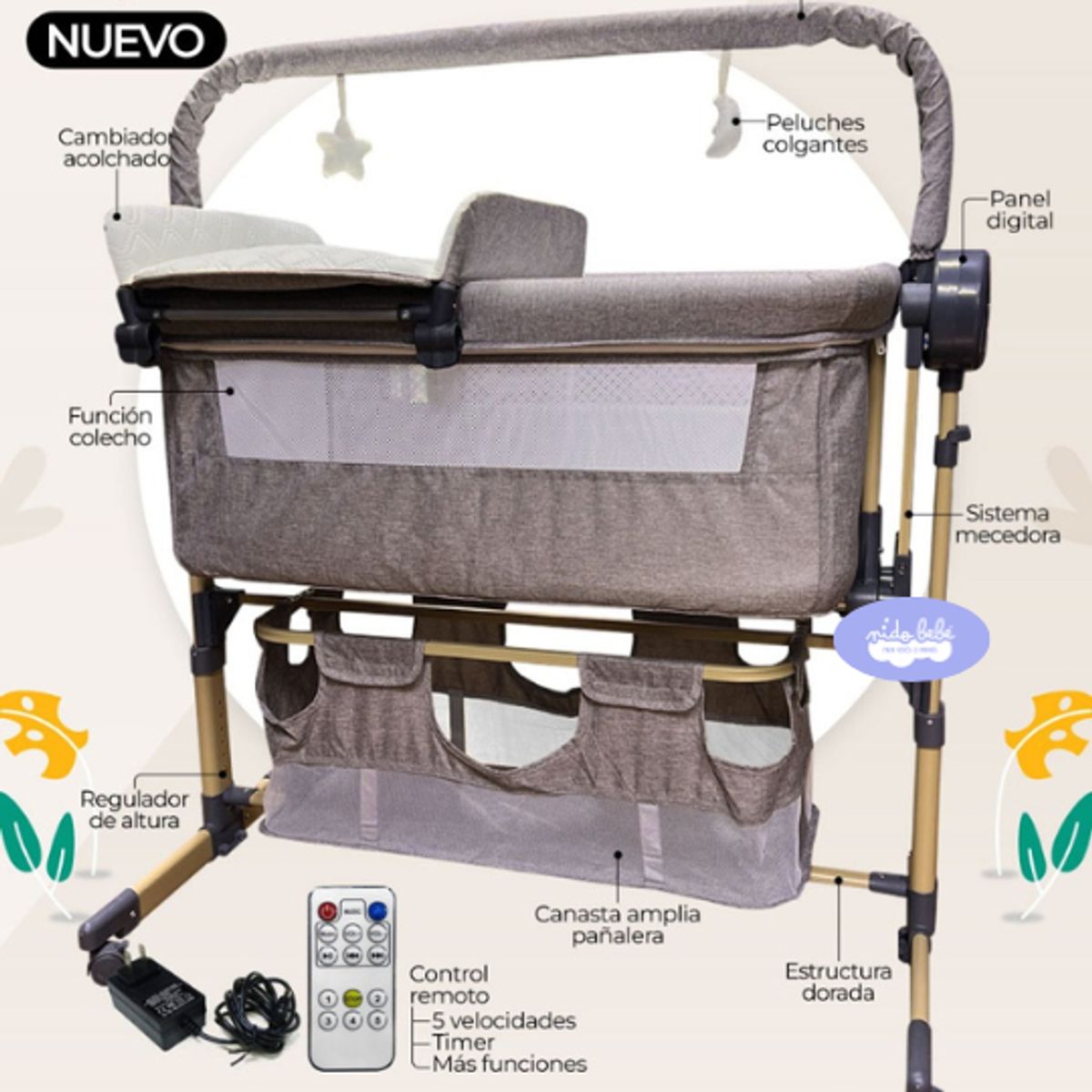 GENERICO - Cuna Colecho eléctrica premium yet beige