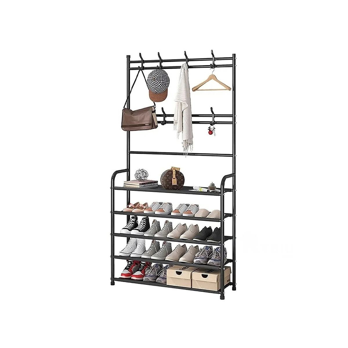 GENERICO - Pack3 Portazapatos con Percheros de 5 Niveles en Color Negro