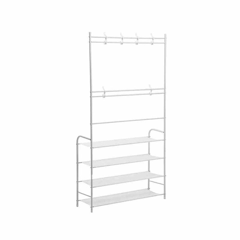 RYBIU IMPORT - Zapatera con Perchero Curvo 4 N en Blanco Y+Regalo Agendita