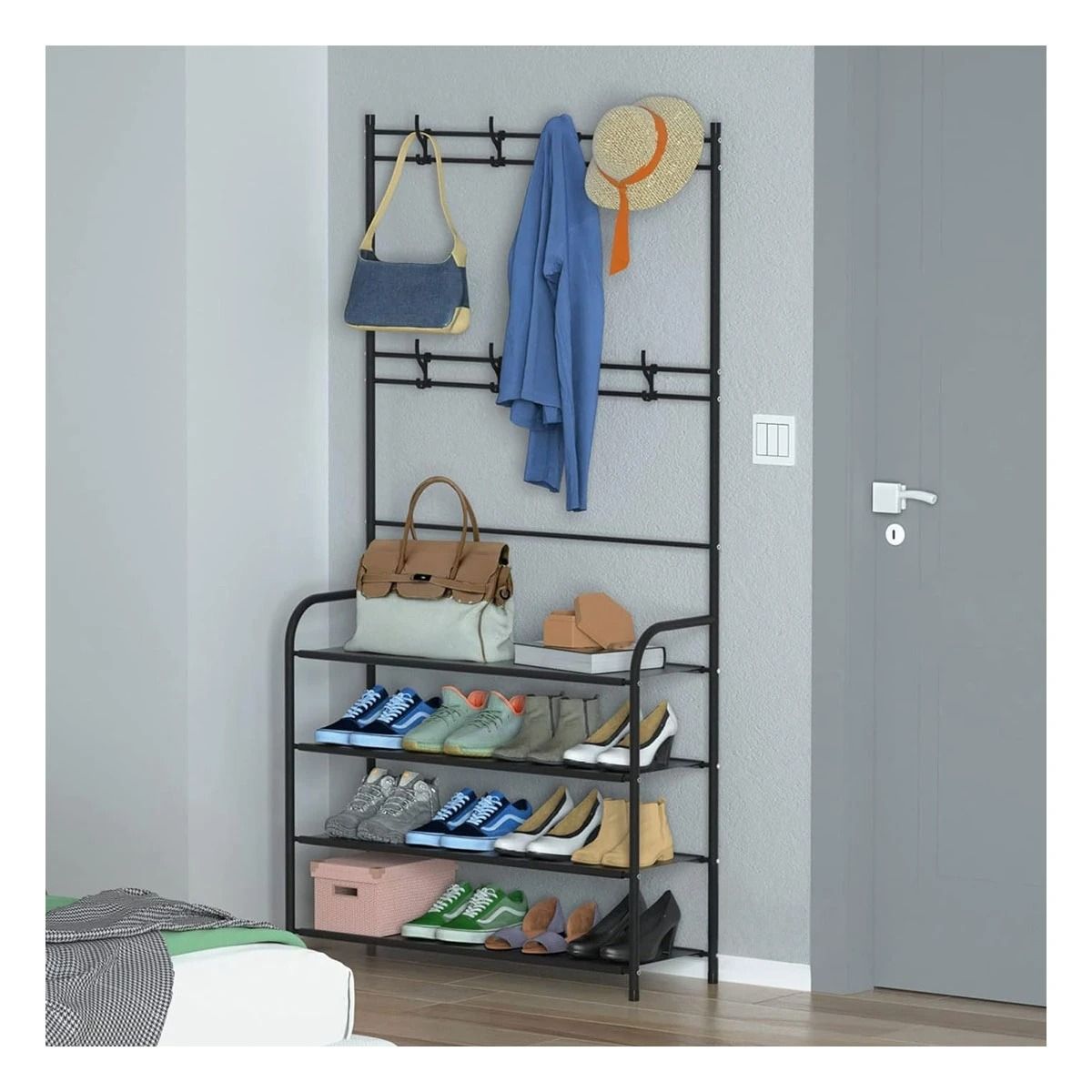 RYBIU IMPORT - Pack6 Rack Util para Zapatos con Ganchos 4 N Negro