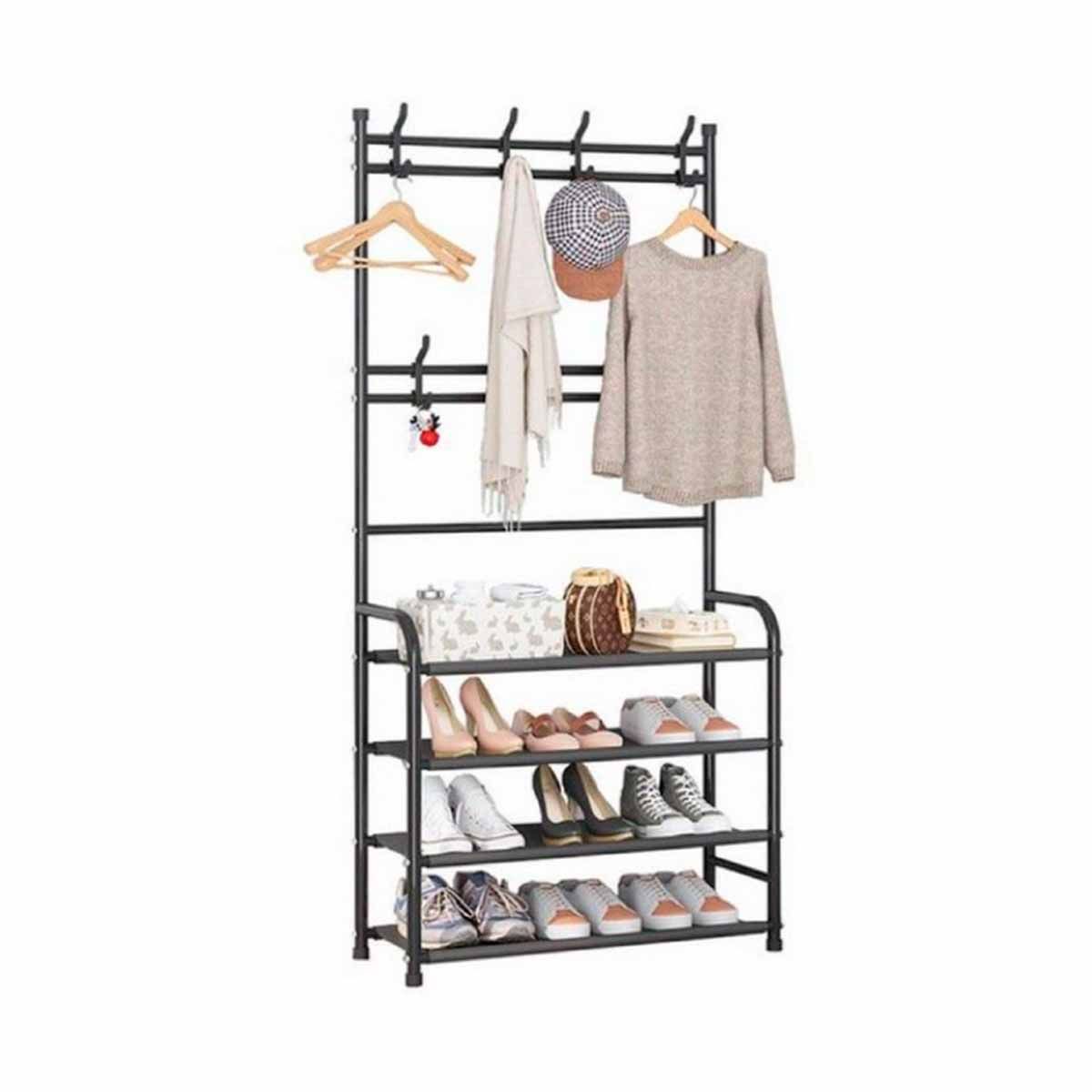 RYBIU IMPORT - Pack6 Rack Util para Zapatos con Ganchos 4 N Negro