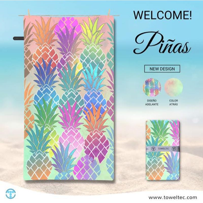 TOWELTEC - TOALLA DE MICROFIBRA LARGE DISEÑO PIÑA 90X160CM