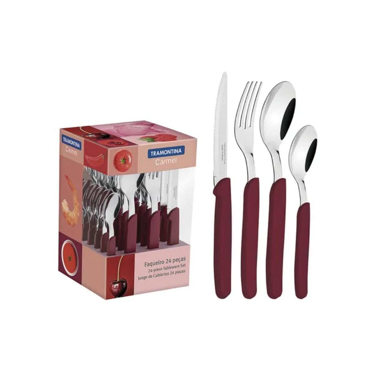 TRAMONTINA - Juego de Cubiertos Tramontina X24 CARMEL Guinda 23499027