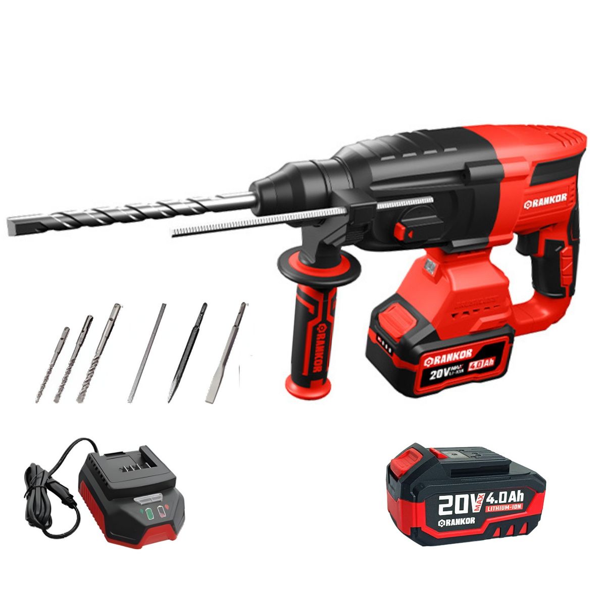 RANKOR - Rotomartillo inalámbrico Sds Plus 3.2 Joules industrial Rankor