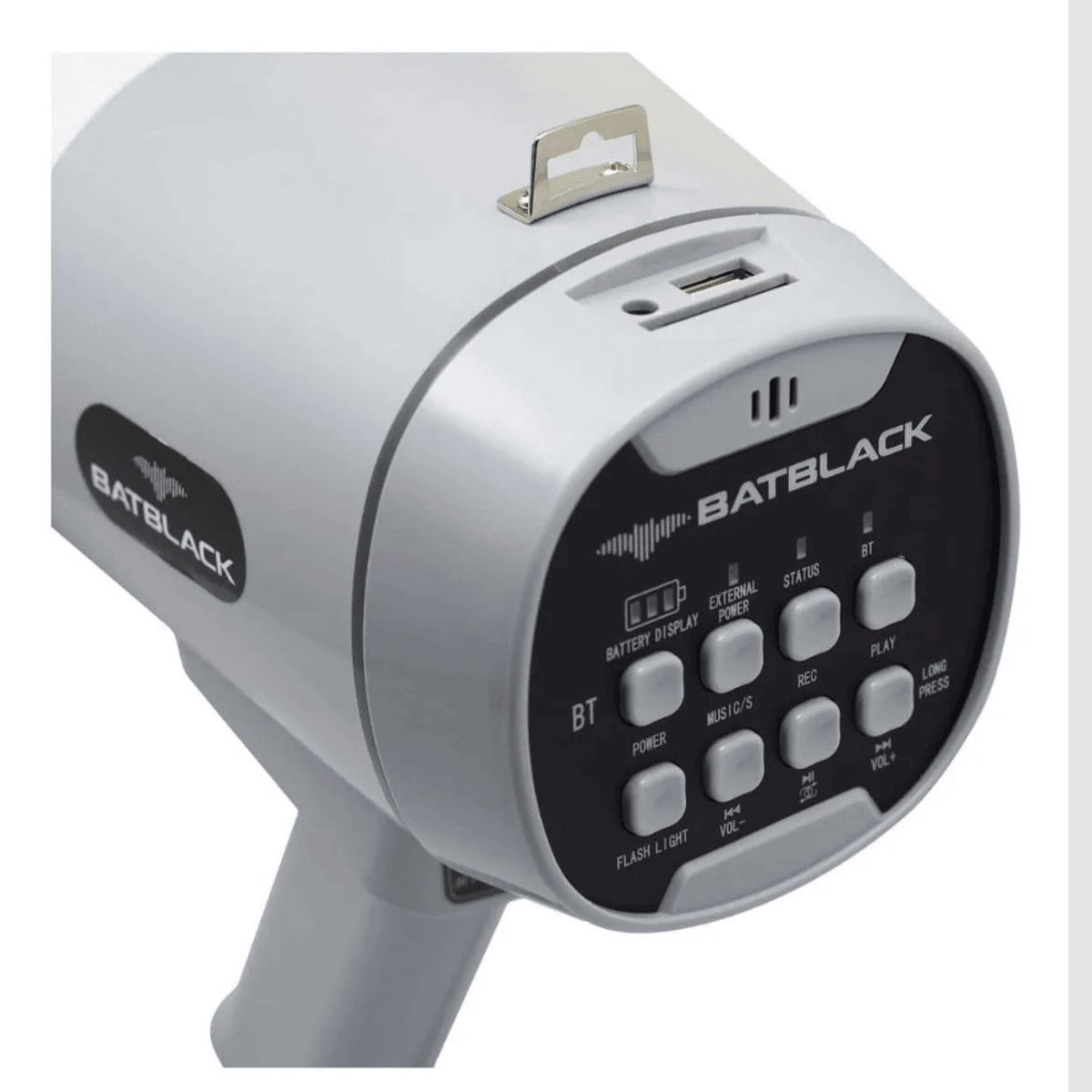 BATBLACK - megáfono recargable batblack de 120w con sistema de grabación y sirena