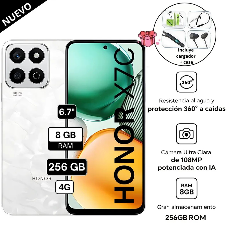 HONOR - Celular Libre Honor X7c 8GB Ram +256GB -blanco luna
