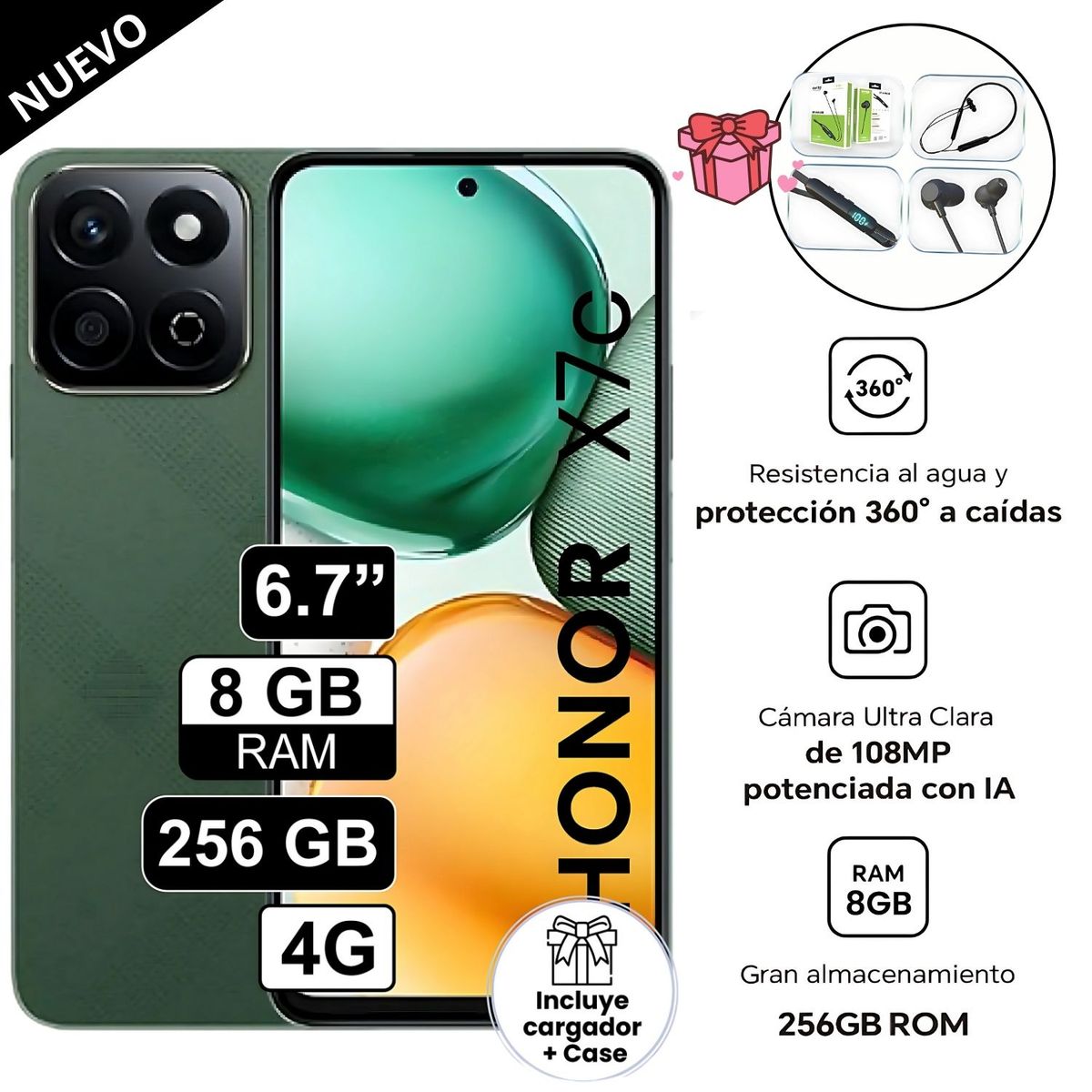 HONOR - Celular Libre Honor X7c 8GB Ram +256GB -Verde Foresta