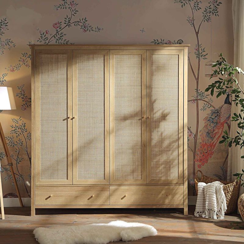 R&R MUEBLES - Ropero Vintage Mumnu Marrón 4 Puertas R&R MUEBLES