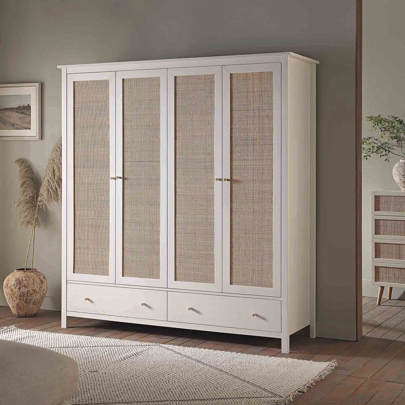 R&R MUEBLES - Ropero Vintage Mumnu Blanco 4 Puertas R&R MUEBLES