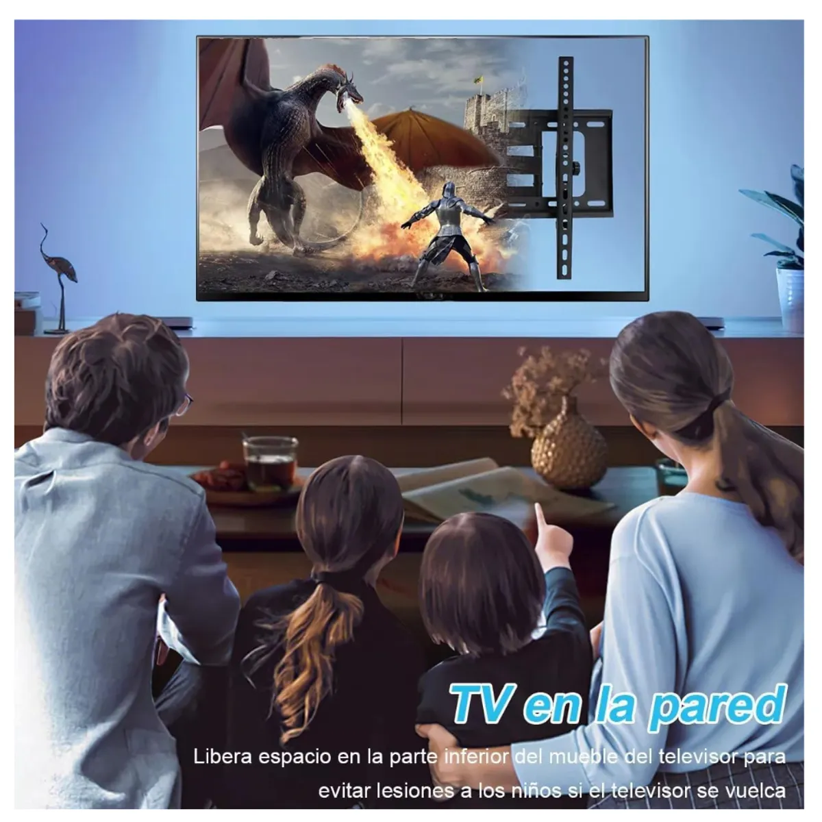 SEISA - Rack Plegable Para Tv LCD LED 40-80 Doble Brazo Inclinable