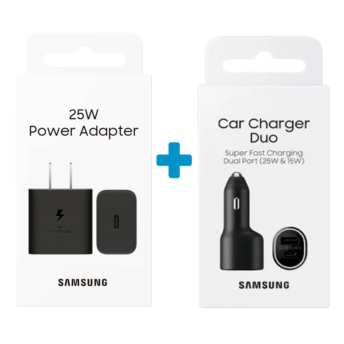 SAMSUNG - Cargador Samsung 25W Adaptador + Cargador de auto Dual 25W para A36