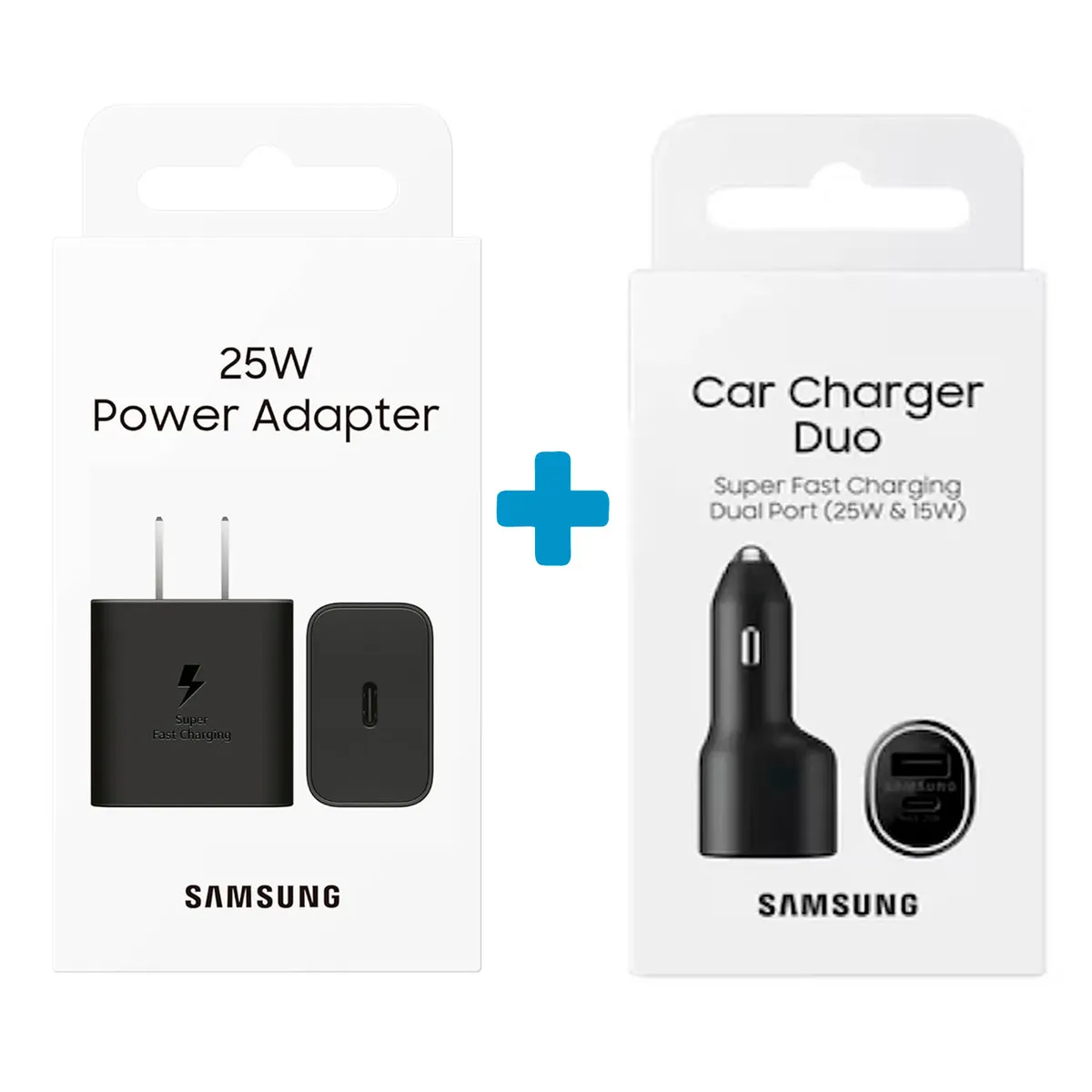 SAMSUNG - Cargador Samsung 25W Adaptador + Cargador de auto Dual 25W para A26