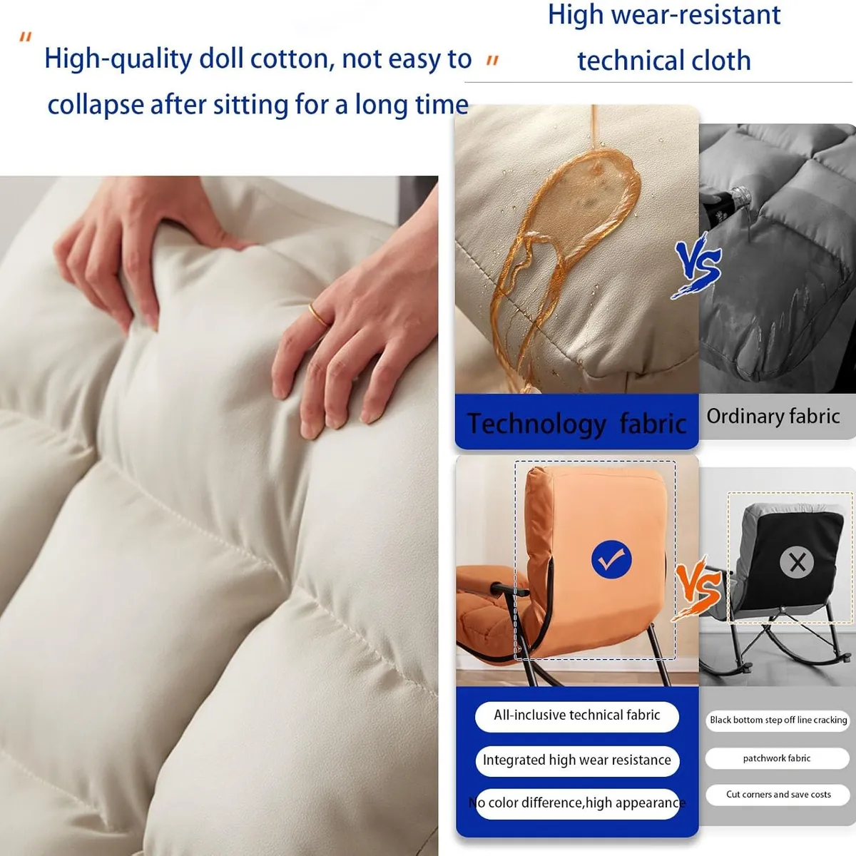 GENERICO - SILLA SILLÓN SOFÁ MECEDORA RECLINABLE TERRAZA BEIGE