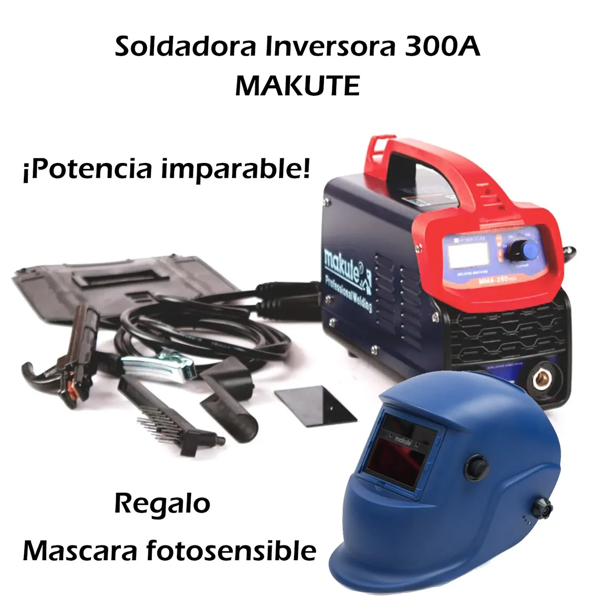 MAKUTE - Soldadora Inversora de 300A y Mascara fotosensible de regalo