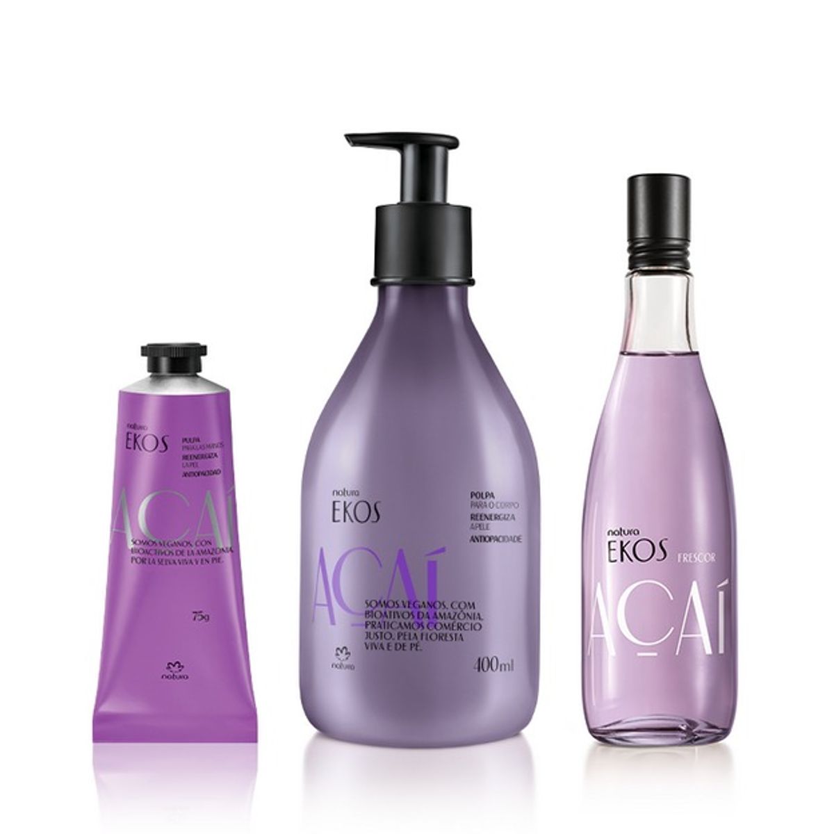 NATURA - Kit Ekos Acai x3 Hidratante de manos + Hidratante cuerpo + Frescor