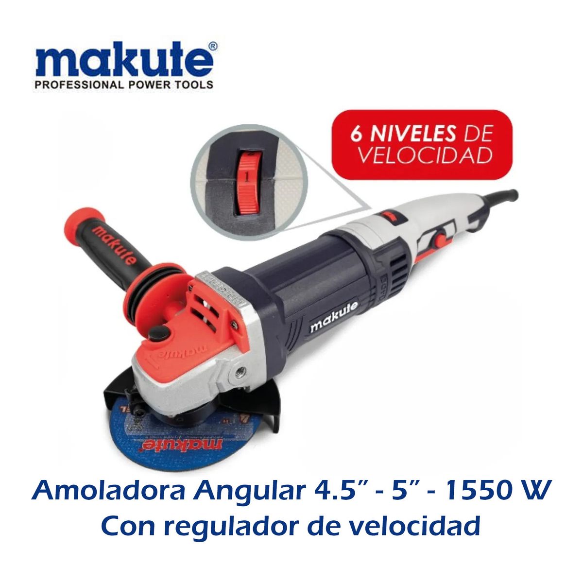 MAKUTE - AMOLADORA ANGULAR DE 5" - 1550 W