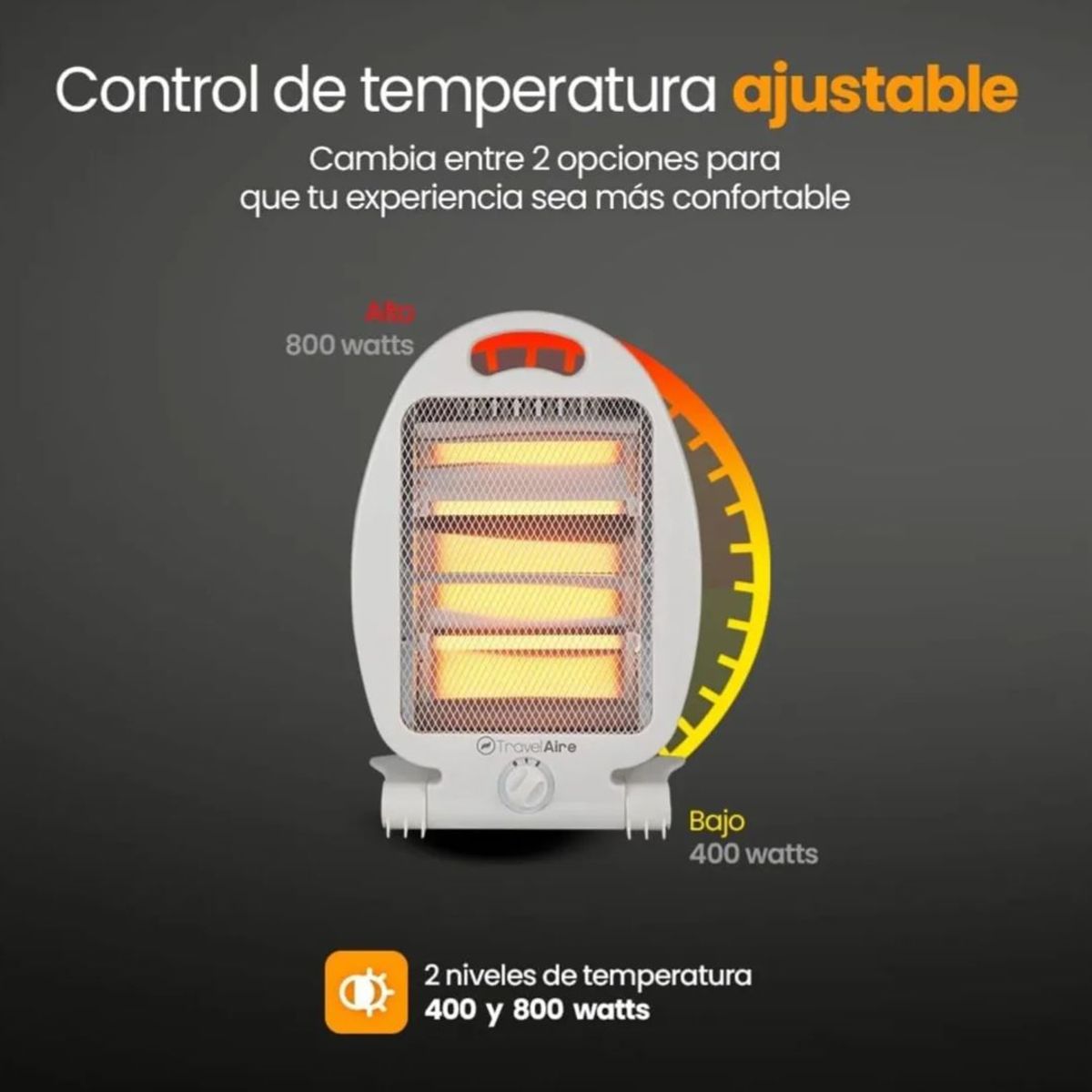 GENERICO - Calefactor RAF 800W 2 Niveles de temperatura con Seguridad Anticaída