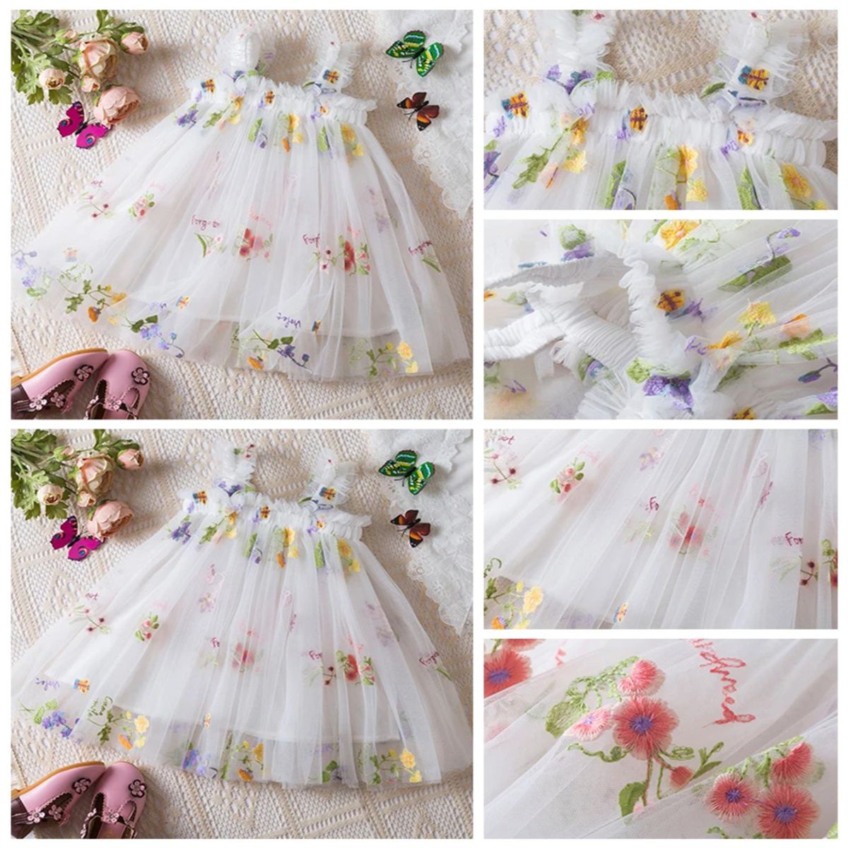 GENERICO - VESTIDO PARA BEBE CON BORDADO DE FLORES