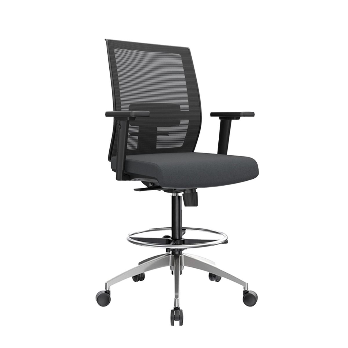 OFIDEAS - Silla Cajero Ergonómica Con Apoyabrazos Noha Negro Aluminio Ofideas
