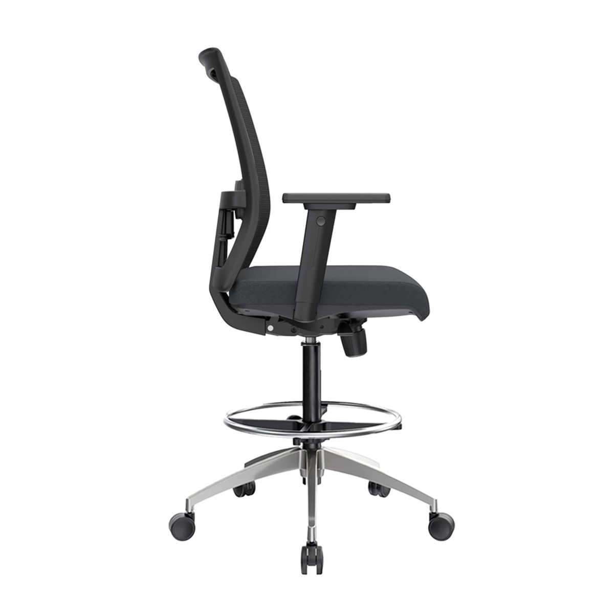 OFIDEAS - Silla Cajero Ergonómica Con Apoyabrazos Noha Negro Aluminio Ofideas