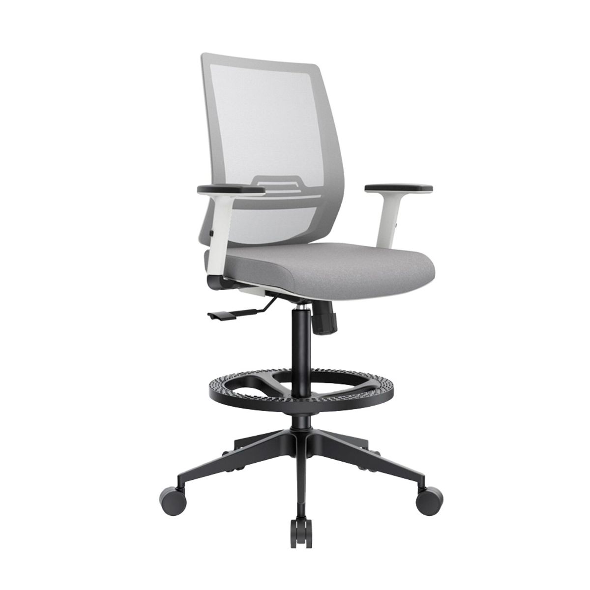 OFIDEAS - Silla Cajero Ergonómica Con Apoyabrazos Twist Gris Nylon Ofideas