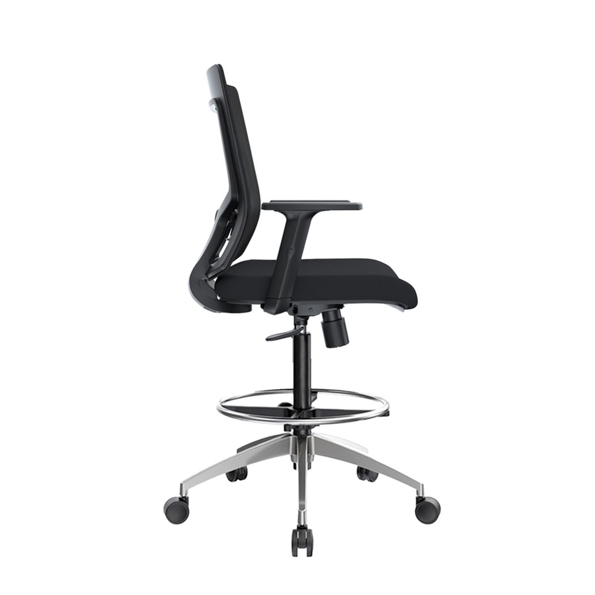 OFIDEAS - Silla Cajero Ergonómica Con Apoyabrazos Radius Negro Aluminio Ofideas