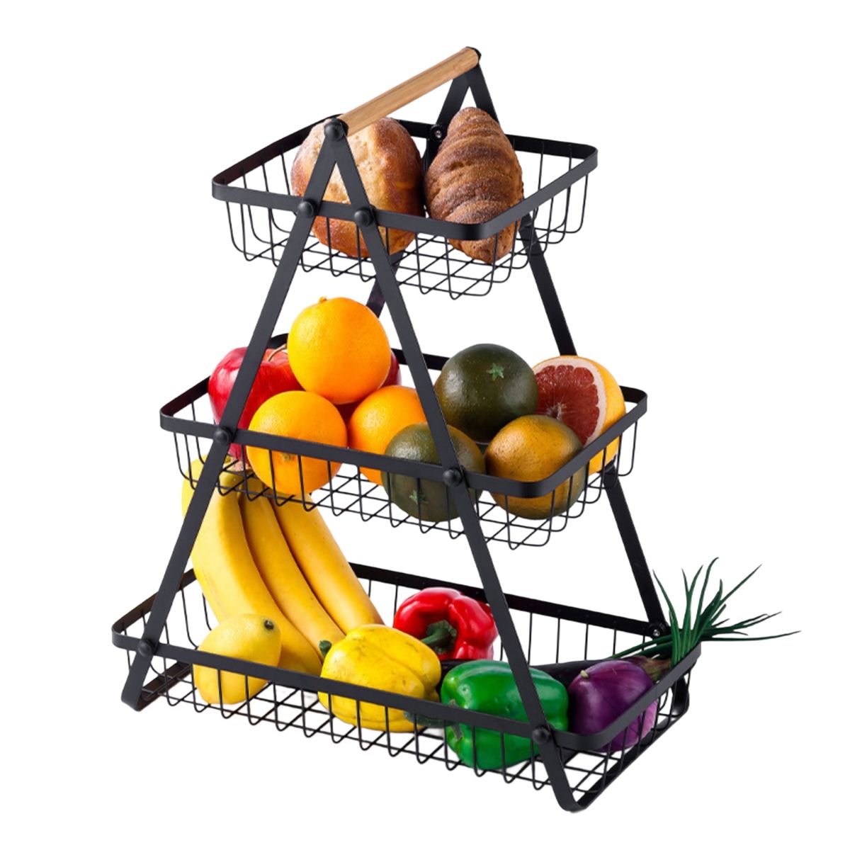 GENERICO - Frutero de 3 niveles cesta organizador de frutas