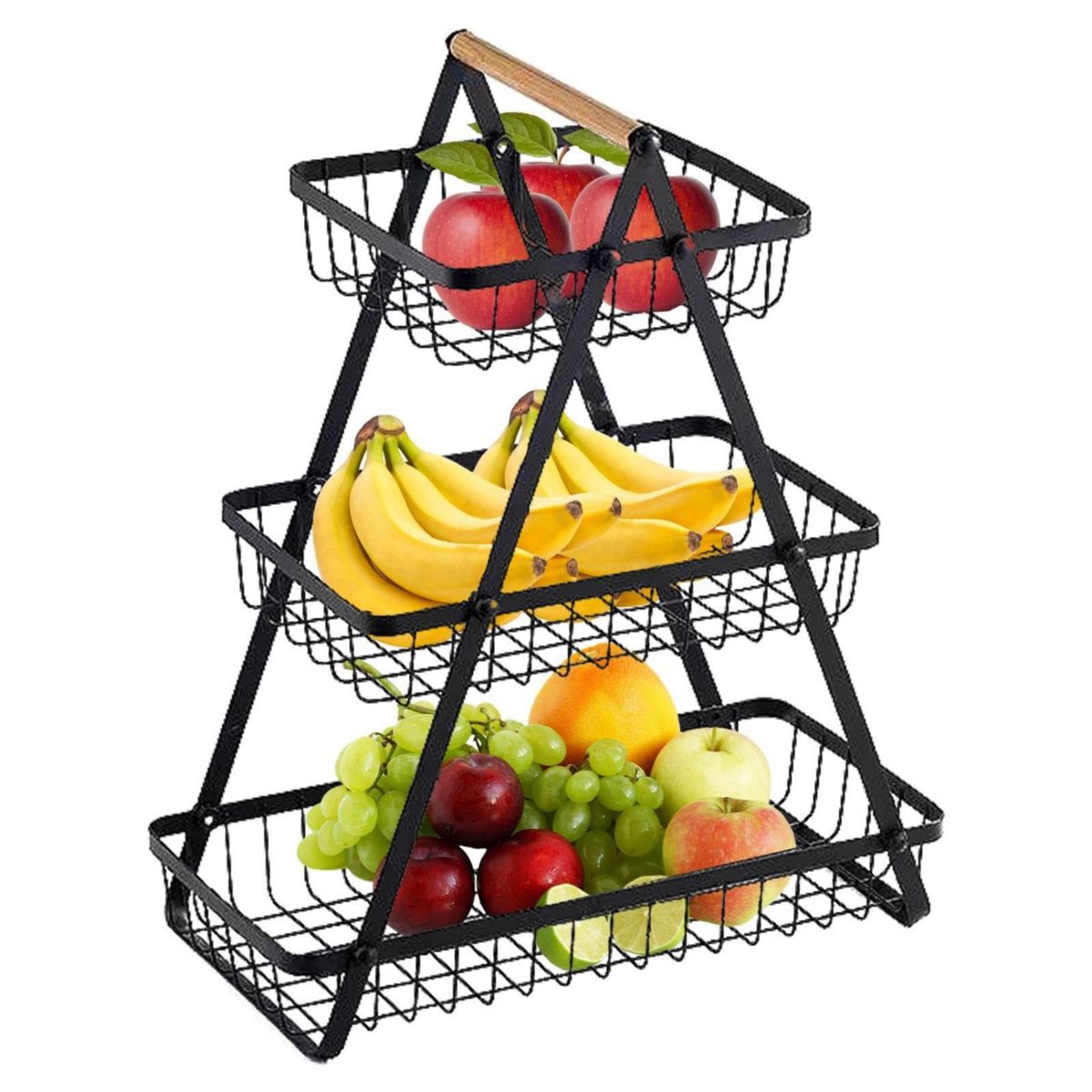 GENERICO - Frutero de 3 niveles cesta organizador de frutas