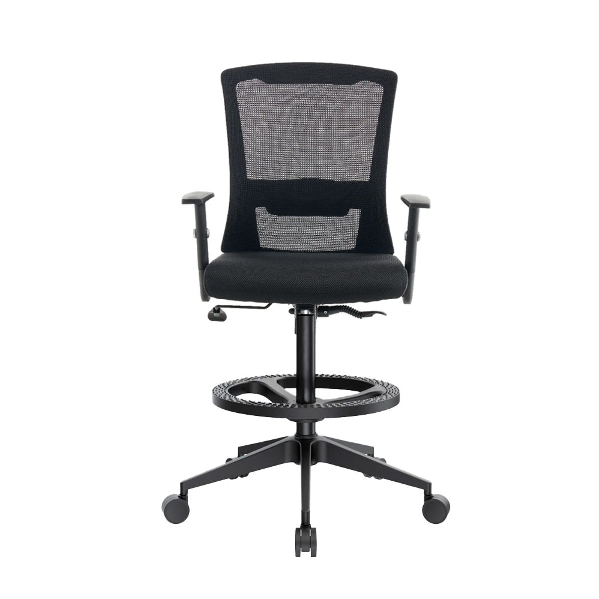 OFIDEAS - Silla Cajero Ergonómica Con Apoyabrazos Castro Negro Nylon Ofideas