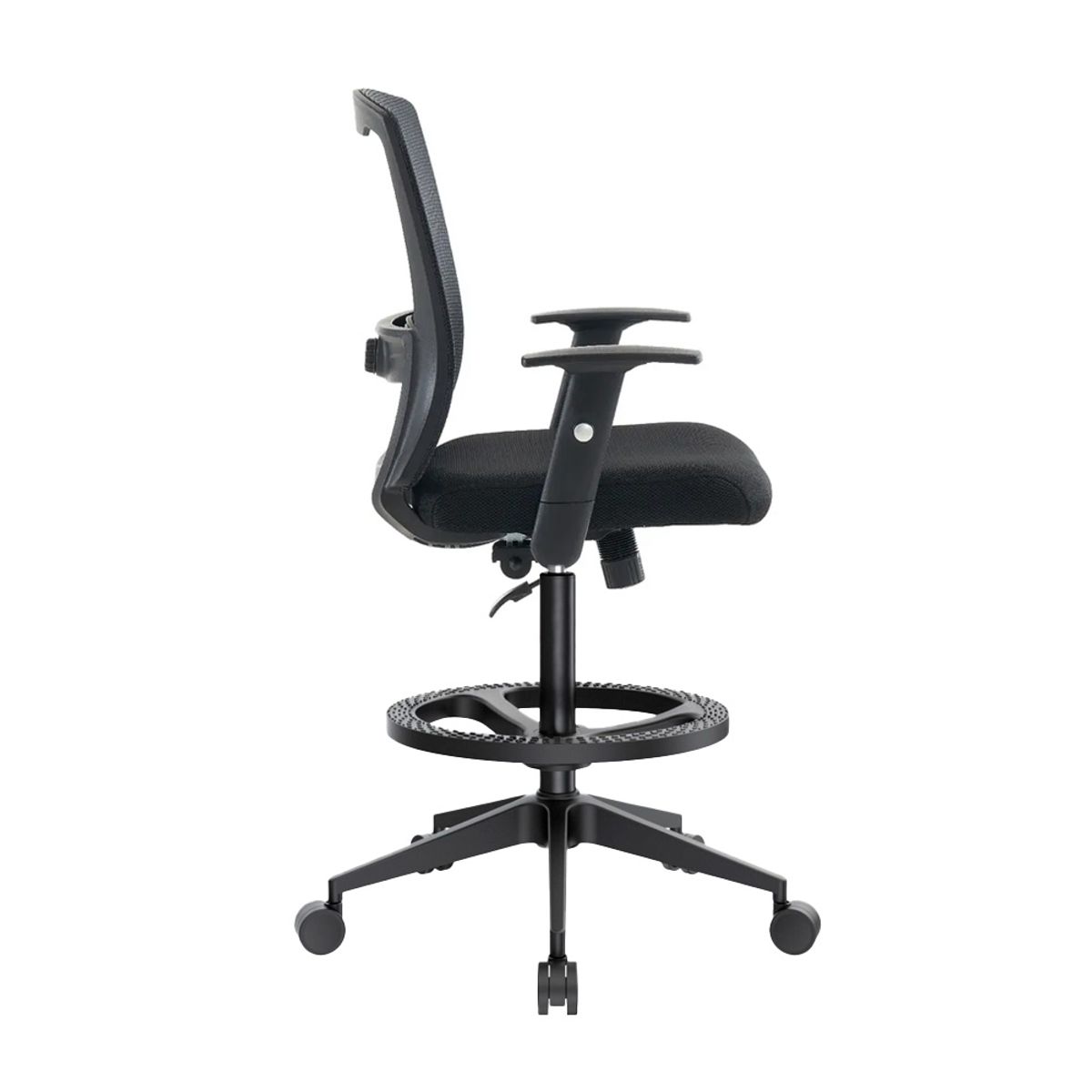 OFIDEAS - Silla Cajero Ergonómica Con Apoyabrazos Castro Negro Nylon Ofideas